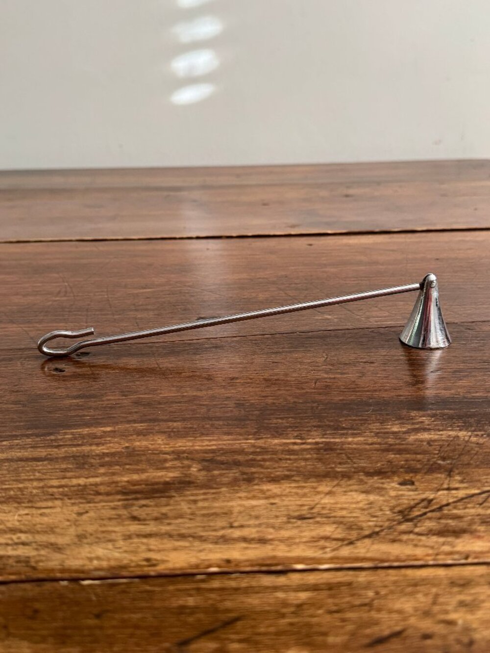 Vintage Simple Silver-Tone Candle Snuffer with Looped Handle